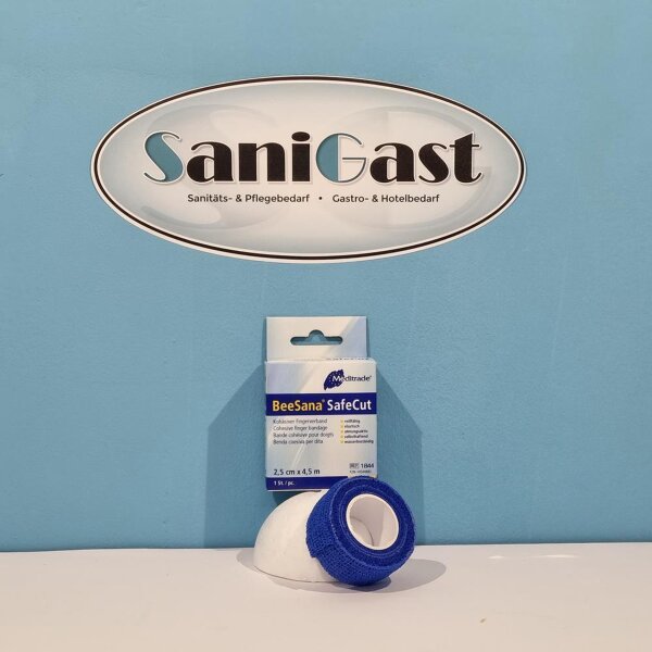 3 Beesana Safecut - Fingerverband - Pflaster - blau - 2,5 cm x 4,5 m