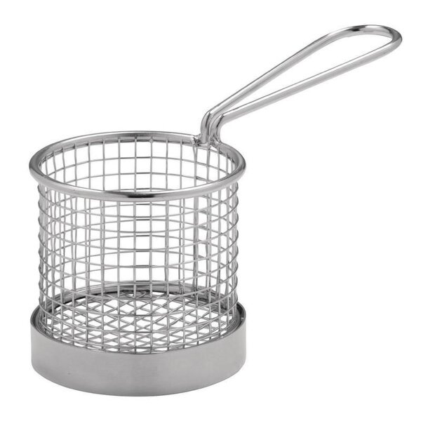 Olympia rundes Frittierkörbchen mit Stiel - Edelstahl - 8cm - 4 Körbchen