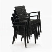 Bolero Rattan Stühle mit Armlehne | anthrazit | 4 Stühle