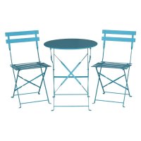 Bolero klappbare Terrassenstühle | Stahl | azurblau | 2 Stühle