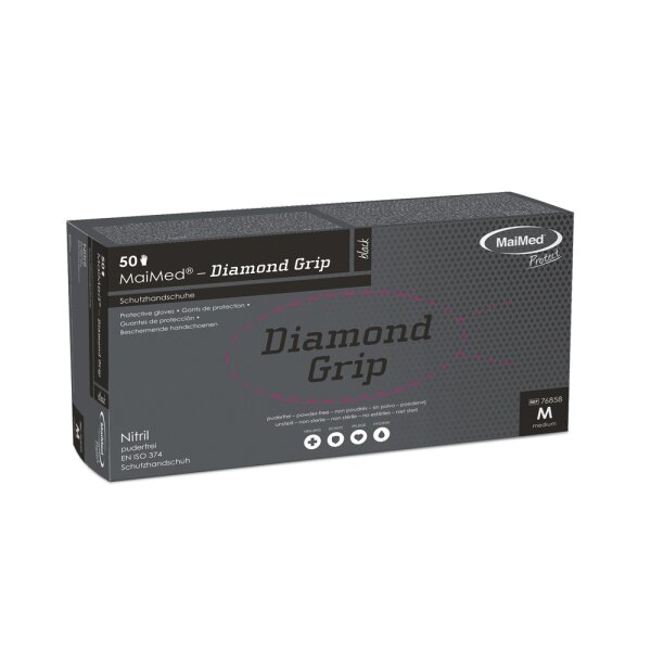 Einweghandschuhe MaiMed Diamond Grip - 500 Nitrilhandschuhe - schwarz - Gr. S - XXL