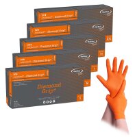 Einweghandschuhe MaiMed Diamond Grip+ - 500 Nitrilhandschuhe - orange - Gr. S - XXL