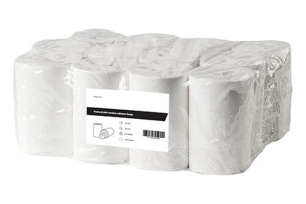 Putzrolle mini - kernlos - Zellstoff - 2-lagig - 12 Putztuchrollen - weiß