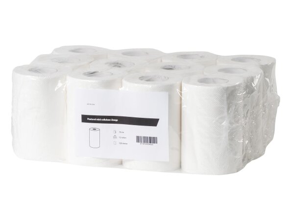 Putzrolle mini - Zellstoff - 1-lagig - 19 cm - 12 Putztuchrollen - weiß