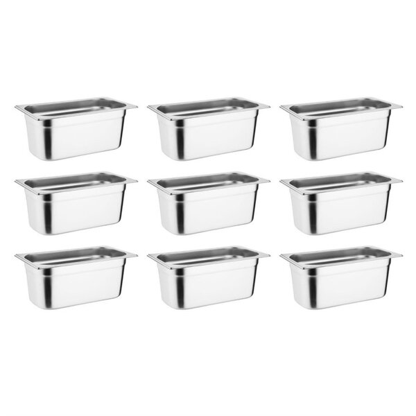 Vogue GN-Behälter Set 9 x GN1/3 100mm | Edelstahl | 9 Behälter