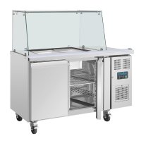 Zweitürige Saladette Thekenkühlschrank der Polar U-Serie mit Schutz | Edelstahl
