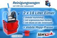 SemyTop Reinigungswagen | Stabiles Fahrgestell | Utensilbehälter