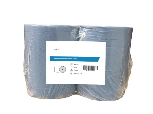 Putztuchtuchrollen - blau - 2-lagig - 36 cm x 360 Meter - 2 Rollen - Papierhandtücher