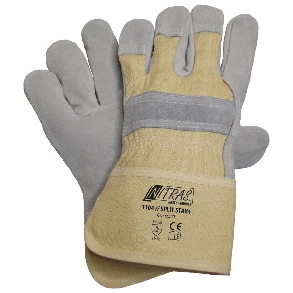 Arbeitshandschuhe | 12 Paar Nitras SPLIT STAR+ Lederhandschuhe | Gr. 11