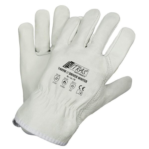 Arbeitshandschuhe | 12 Paar Lederhandschuhe Nitras DRIVER WINTER | Gr. 8 - 12