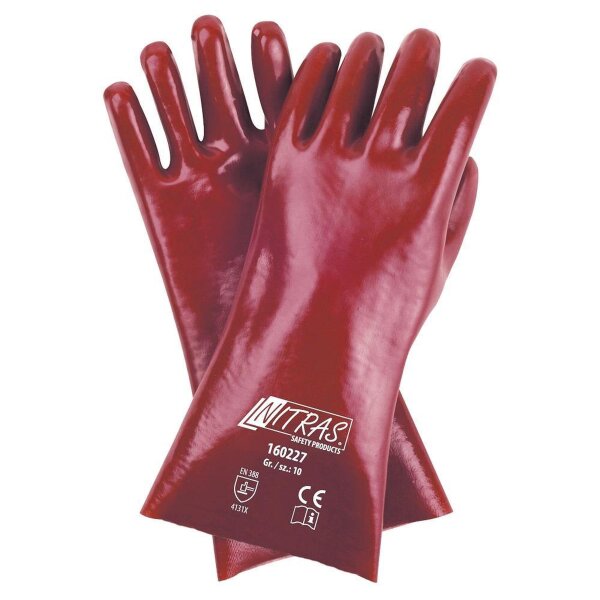 Arbeitshandschuhe | 12 Paar Nitras PVC-Handschuhe, Baumwoll-Trikot | Gr.10