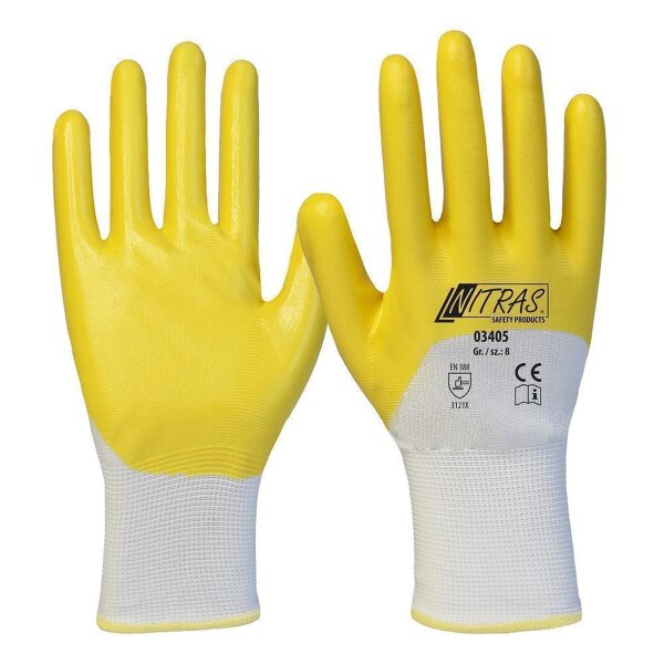 Arbeitshandschuhe | 12 Paar Nitras Nitrilhandschuhe | beschichtet | Gr. 7 - 11