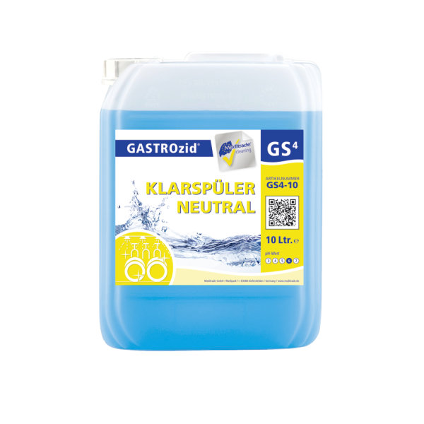 Klarspüler neutral GASTROzid GS4 - 1 x 10 L Kanister - für alle Wasserhärten