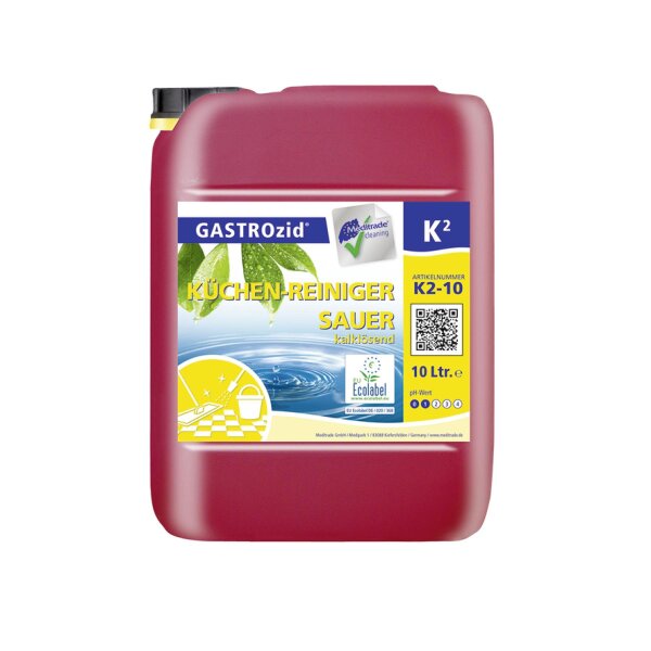 Küchenreiniger GASTROzid 2K- 1 x 10 L Kanister - sauer - kalklösend