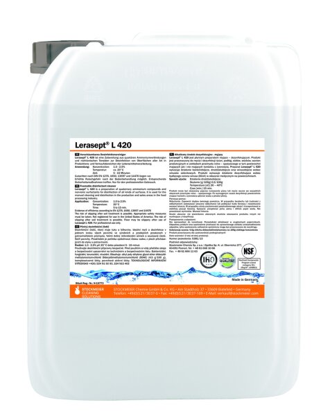 Reiniger Lerasept L 420 - 10 L - Verschäumbarer Desinfektionsreiniger