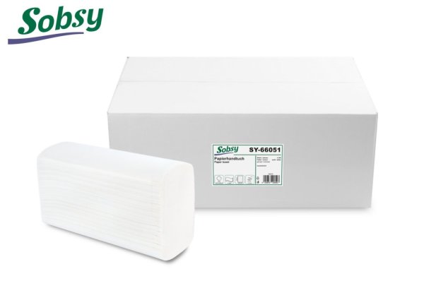 Sobsy Papierhandtücher | 2-lagig | Z-Interfold | 20,5 x 24 cm | 3750 Handtücher