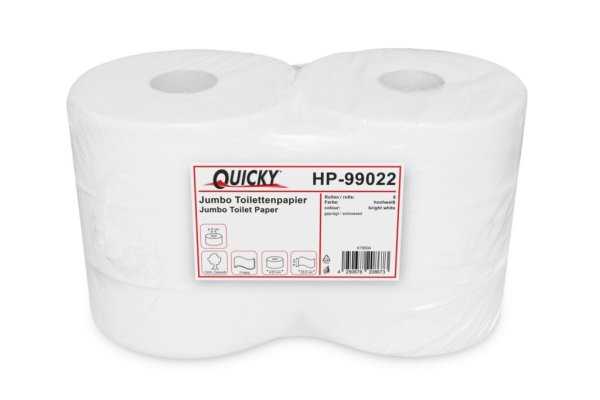 Jumbo Toilettenpapier QUICKY- 2-lagig - Ø 25 cm - hochweiß - 6 Rollen