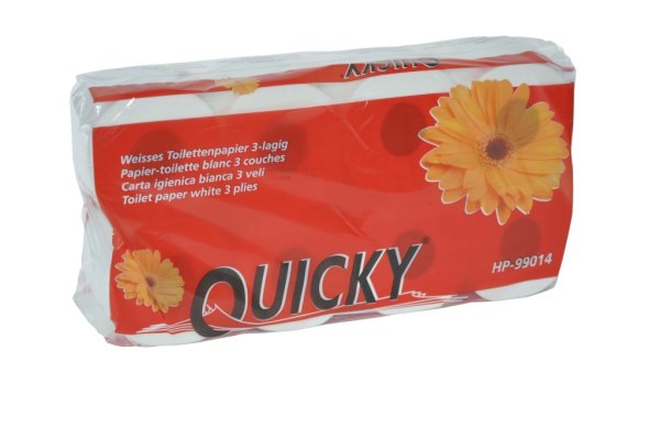 Toilettenpapier QUICKY - 3-lagig - hochweiß - 48 Rollen - 9,4 x 11 cm