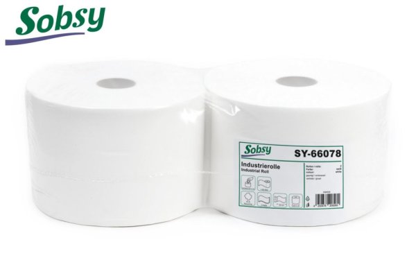 Industriepapierrolle Sobsy - 2-lagig - recycling weiß - 2 Rollen -21,5 cm Ø 28 cm