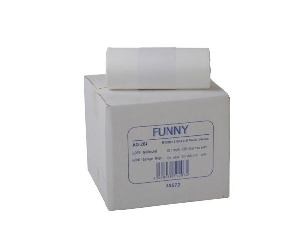 Müllbeutel Funny - 360 Abfallbeutel – extra - transparent - ca. 90 L