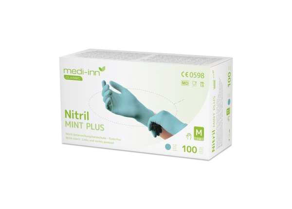 Medi-Inn Nitril Mint Plus - mintgrün - puderfrei - Gr. XS - XL - 1000 Einmalhandschuhe
