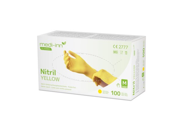 Medi-Inn Nitril Yellow - gelb - puderfrei - Gr. XS - XL - 1000 Einmalhandschuhe