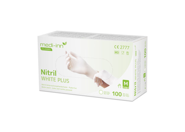 Medi-Inn Nitril White Plus - Gr. XS - XL - puderfrei - 1000 Einmalhandschuhe