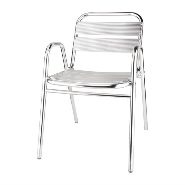 Bolero Bistrostühle mit Unterarmlehne - Aluminium - 4 Stühle - silber