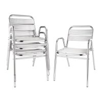 Bolero Bistrostühle mit Unterarmlehne - Aluminium - 4 Stühle - silber