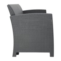 Bolero PP Sessel- und Tischgeflecht-Set - Grau - Kunststoff - 3tlg.