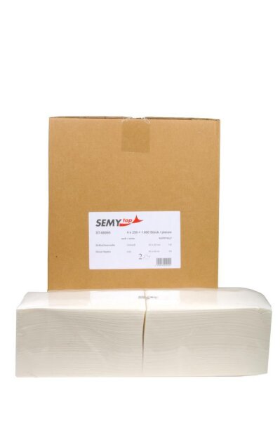 Tafelserviette SEMYtop - 2-lagig - 1/8-Falz - weiß - 40x40 cm - 1000 Servietten