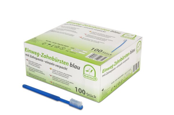 Einmalzahnbürsten Medi-Inn - blau - einzeln verpackt - 20000 Zahnbürsten