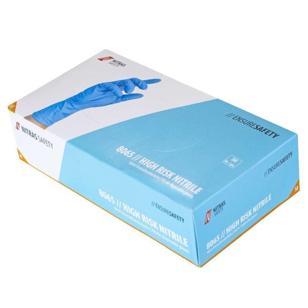 High Risk Nitrilhandschuhe - Gr. XS - XXL - blau - 500 Nitras Einweghandschuhe