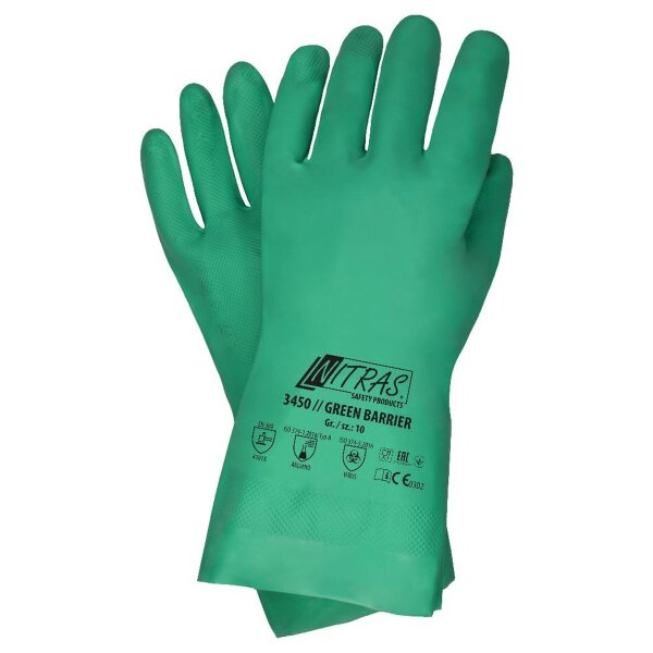 Nitras Green Barrier 144 Paar Chemikalienhandschuhe - grün - Gr. 7 - 11 - Nitril