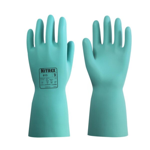 Arbeitshandschuhe - 100 Paar Nitrex 613 - grün-blau - Gr. XS - XL - Nitrilhandschuhe