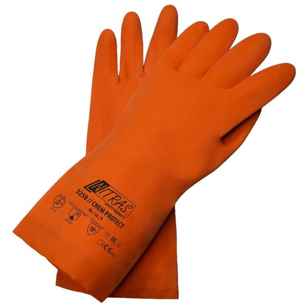 Nitras Chem Protect Chemikalienhandschuhe -  orange - Latexhandschuhe - 144 Paar