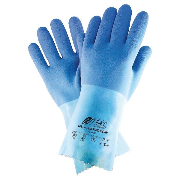 Nitras Blue Power Grip Chemikalienhandschuh | 72 Paar Handschuhe | Gr. 7 - 11