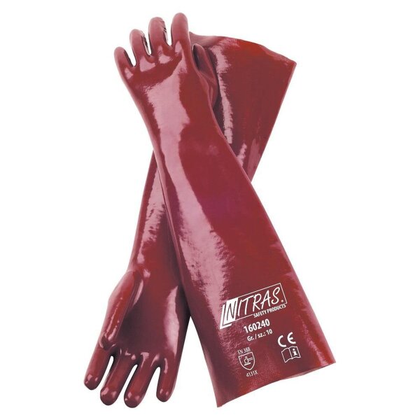Arbeitshandschuhe | 72 Paar Nitras PVC-Handschuhe | Gr.10 | Länge 40 cm