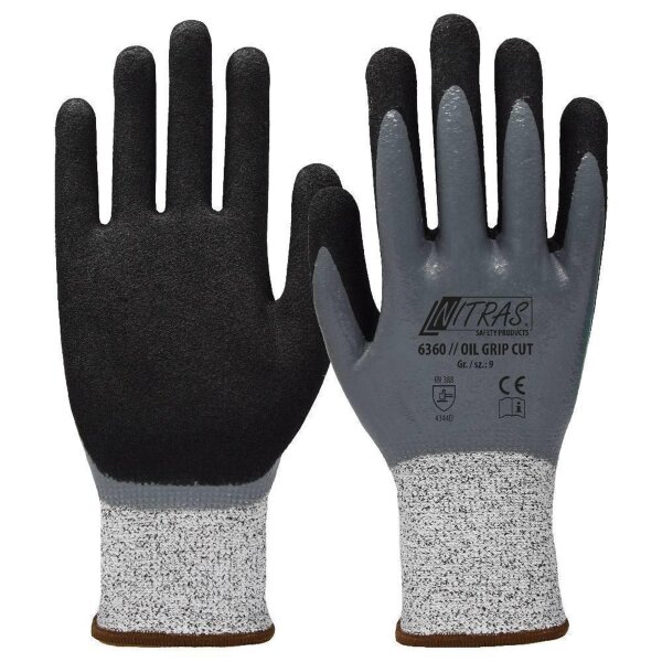 Arbeitshandschuhe | Nitras Oil Grip Cut Schnittschutzhandschuhe | Gr. 7 - 12