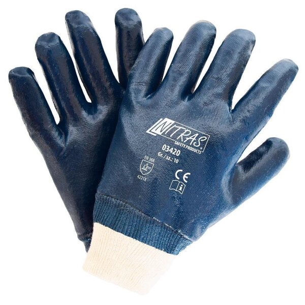 Arbeitshandschuhe | 144 Paar Nitrilhandschuhe | blau vollbeschichtet | Gr. 8 - 11
