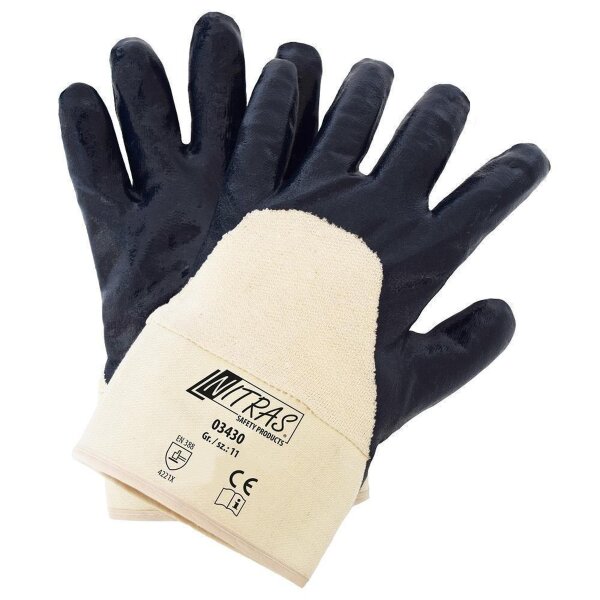 Arbeitshandschuhe | 144 Paar Nitrilhandschuhe | blau 3/4-beschichtet | Gr. 8 - 11