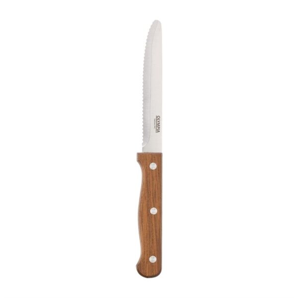 Olympia Steakmesser mit runder Spitze - Holz - 21,5cm - 24 Messer