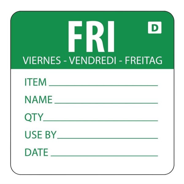 Hygiplas auflösbare Etiketten Freitag - grün - 1000 Stück