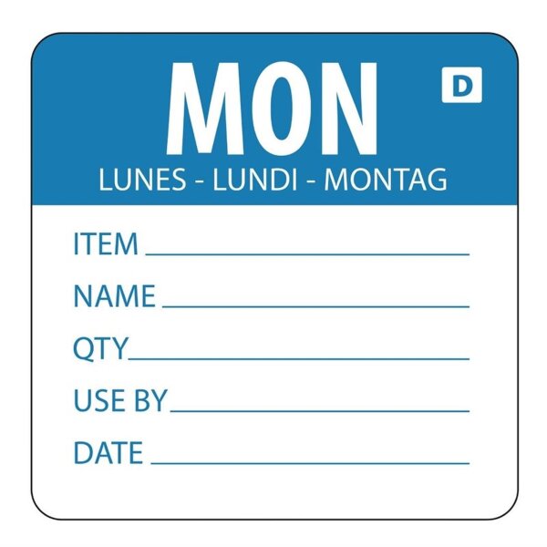 Hygiplas auflösbare Etiketten Montag - blau - 1000 Stück
