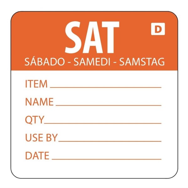 Hygiplas auflösbare Etiketten Samstag - orange - 1000 Stück