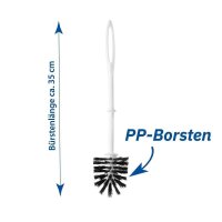 WC-Garnitur - weiß - Stiel mit schwarzem Silikonbürstenkopf - 10 WC-Bürsten