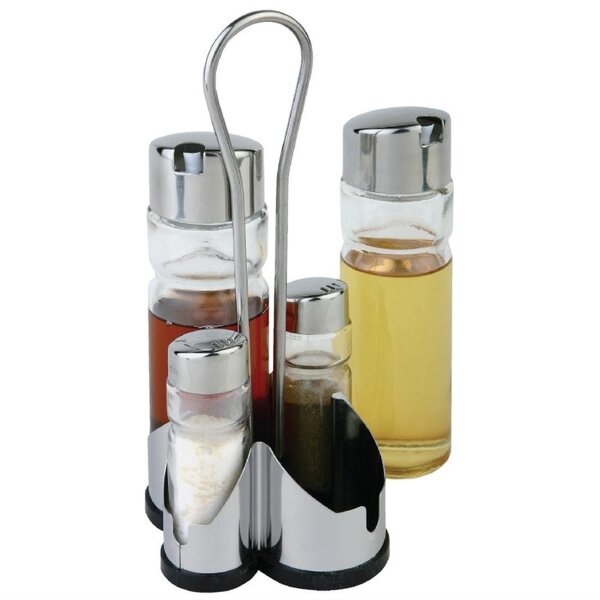 APS 5-teiliges Menagenset - Glas und Edelstahl - 5 Sets