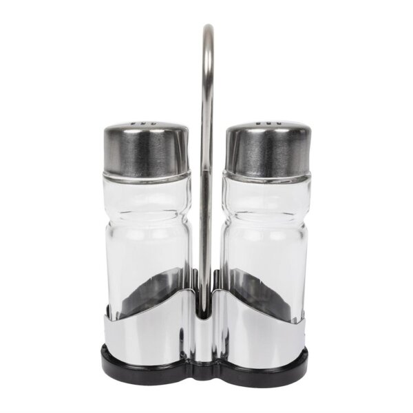 APS Salz und Pfeffer Menage "Economic" - Glas und Edelstahl - 5 Sets