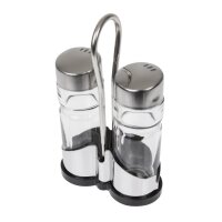 APS Salz und Pfeffer Menage "Economic" - Glas und Edelstahl - 5 Sets
