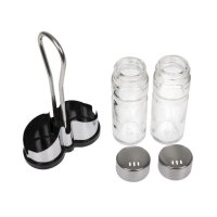 APS Salz und Pfeffer Menage "Economic" - Glas und Edelstahl - 5 Sets